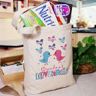 Love Birds Personalized Canvas Tote Bag